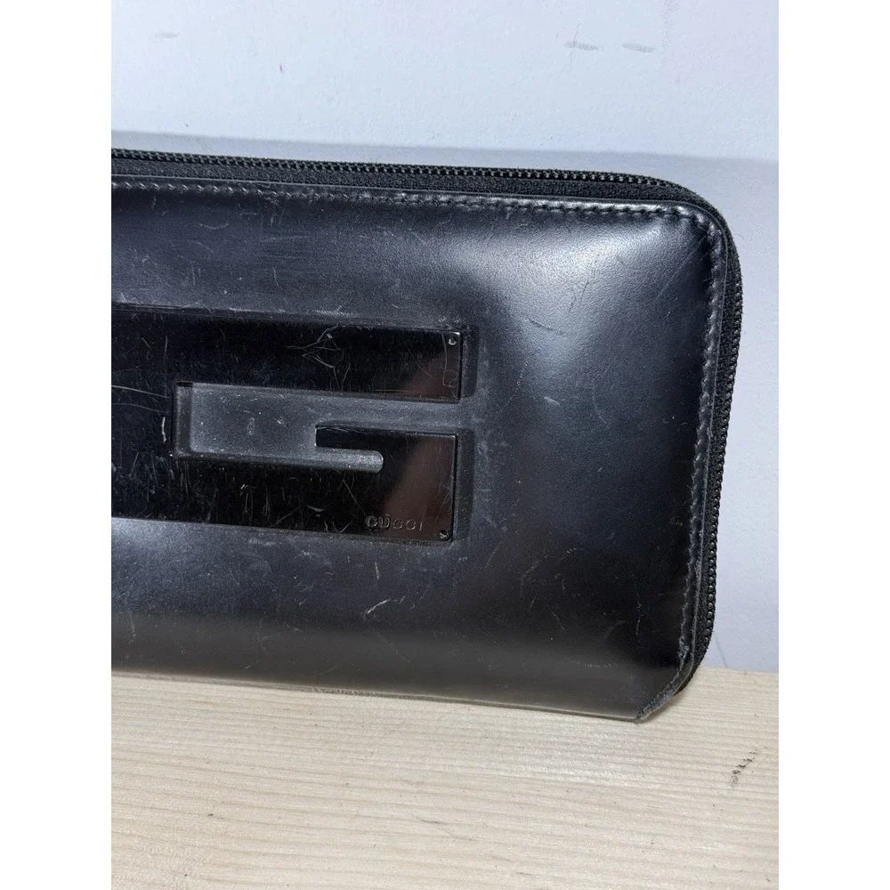 GUCCI Vintage Tom Ford ERA Long Wallet Purse Enamel Black Patent Leather - Picture 3 of 8